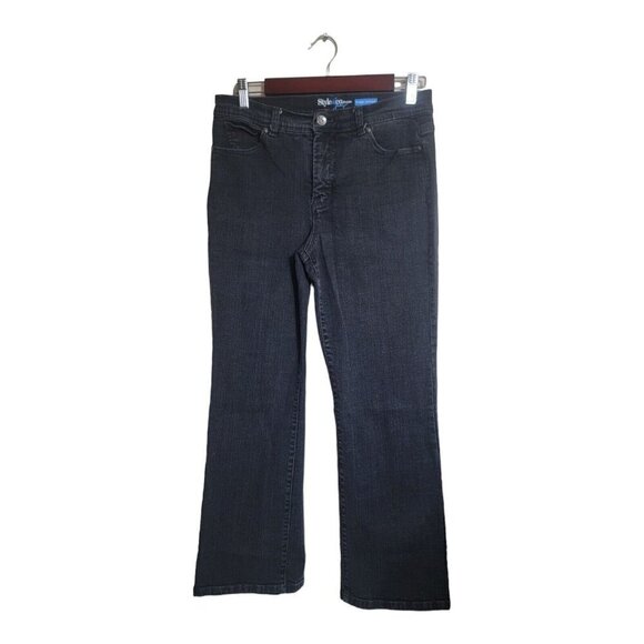 Style & Co Jeans Womens 12P Short Black Tummy Control Straight Leg Petite Casual - Picture 1 of 9